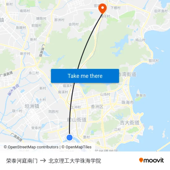 荣泰河庭南门 to 北京理工大学珠海学院 map