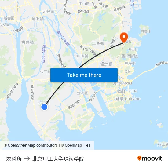 农科所 to 北京理工大学珠海学院 map