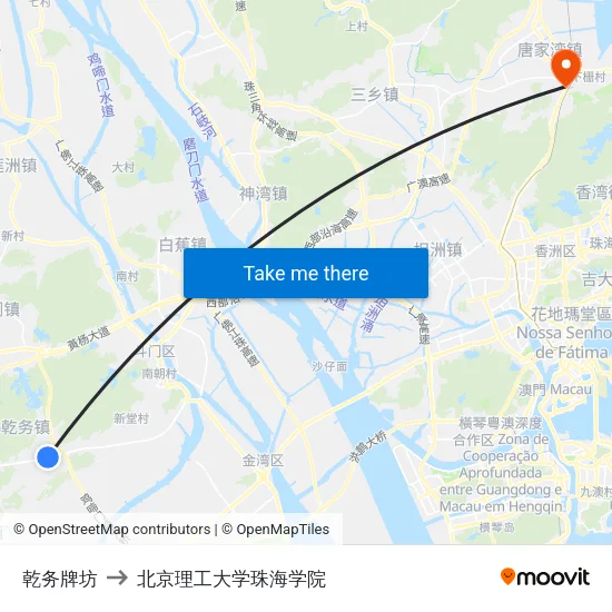 乾务牌坊 to 北京理工大学珠海学院 map