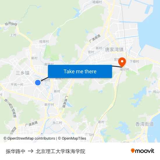 振华路中 to 北京理工大学珠海学院 map