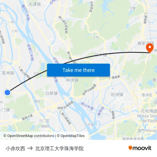 小赤坎西 to 北京理工大学珠海学院 map