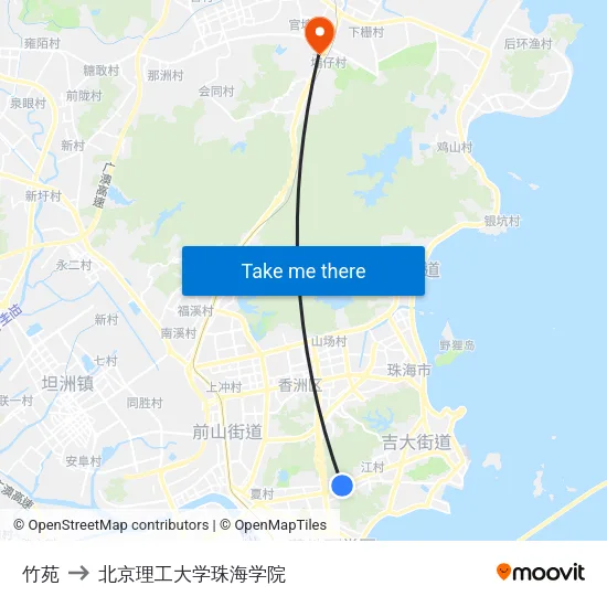 竹苑 to 北京理工大学珠海学院 map