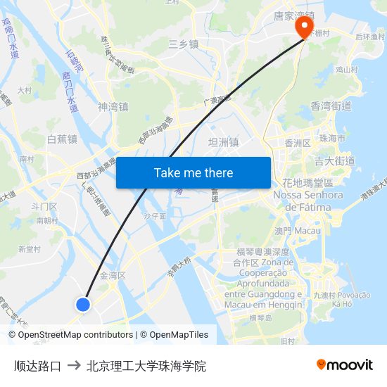 顺达路口 to 北京理工大学珠海学院 map