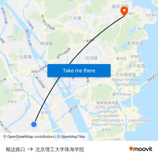 顺达路口 to 北京理工大学珠海学院 map