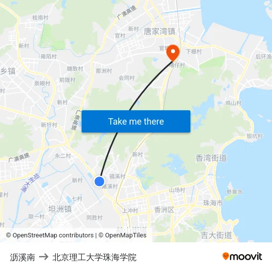 沥溪南 to 北京理工大学珠海学院 map