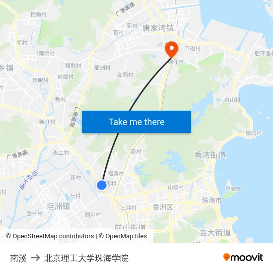 南溪 to 北京理工大学珠海学院 map