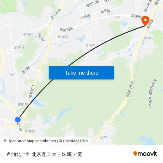 界涌北 to 北京理工大学珠海学院 map