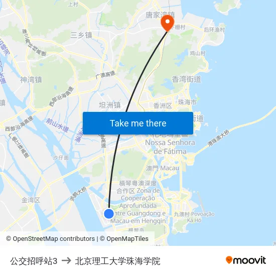 公交招呼站3 to 北京理工大学珠海学院 map