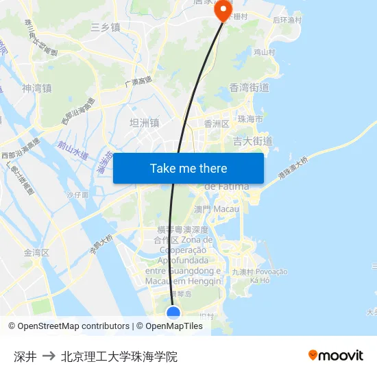 深井 to 北京理工大学珠海学院 map