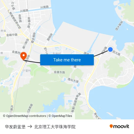 华发蔚蓝堡 to 北京理工大学珠海学院 map