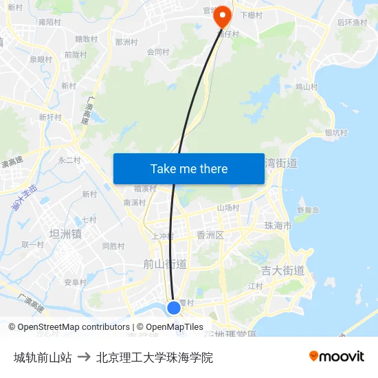 城轨前山站 to 北京理工大学珠海学院 map