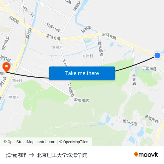 海怡湾畔 to 北京理工大学珠海学院 map