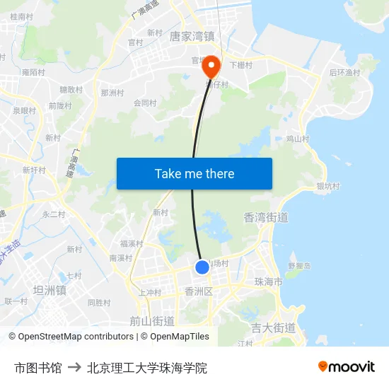 市图书馆 to 北京理工大学珠海学院 map