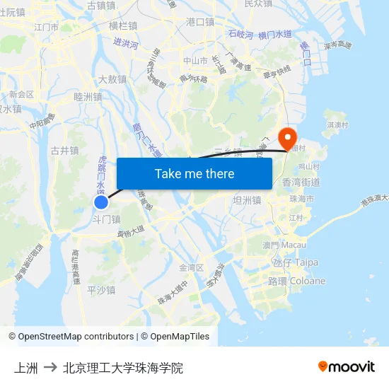 上洲 to 北京理工大学珠海学院 map