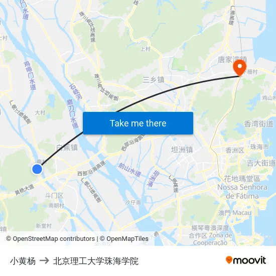 小黄杨 to 北京理工大学珠海学院 map