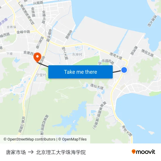 唐家市场 to 北京理工大学珠海学院 map