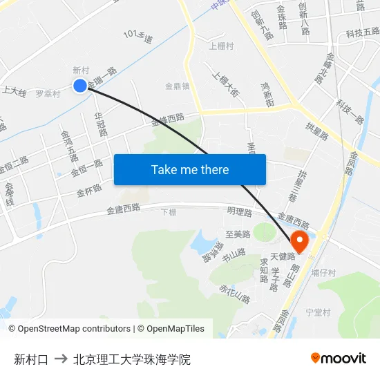 新村口 to 北京理工大学珠海学院 map