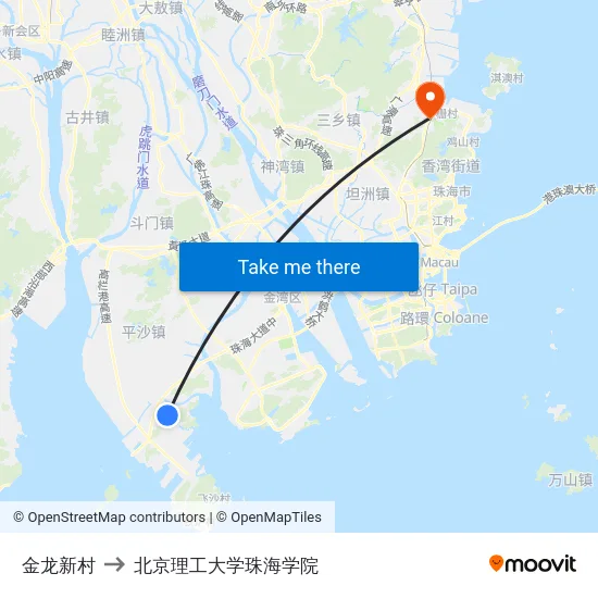 金龙新村 to 北京理工大学珠海学院 map