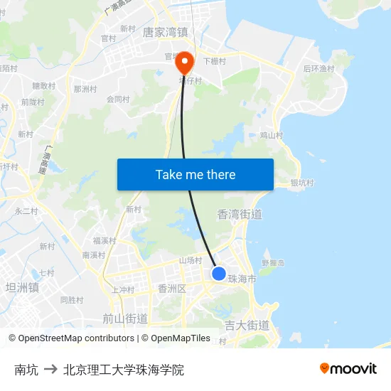 南坑 to 北京理工大学珠海学院 map