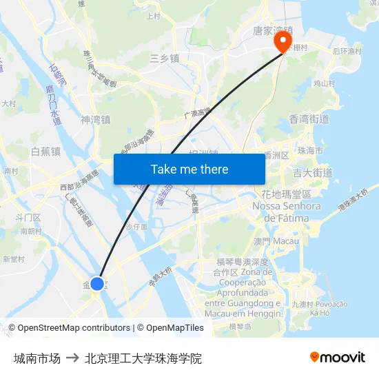 城南市场 to 北京理工大学珠海学院 map