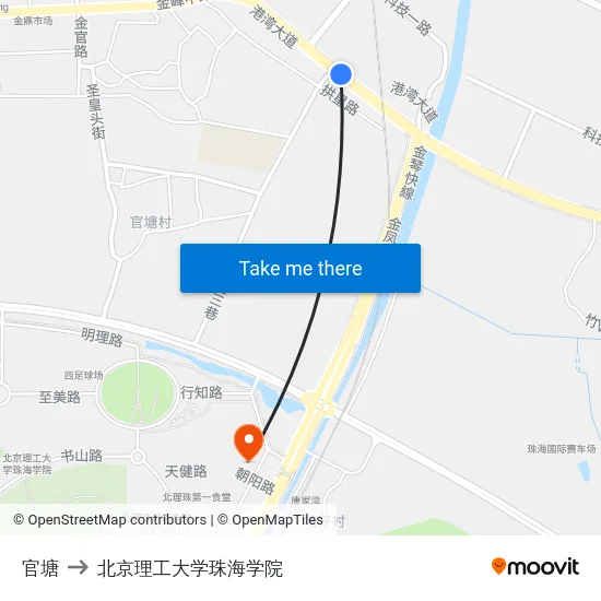 官塘 to 北京理工大学珠海学院 map