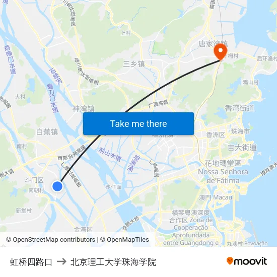 虹桥四路口 to 北京理工大学珠海学院 map