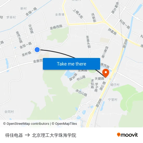 得佳电器 to 北京理工大学珠海学院 map