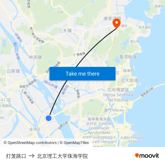 灯笼路口 to 北京理工大学珠海学院 map