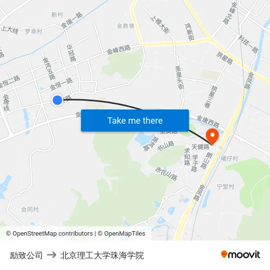 励致公司 to 北京理工大学珠海学院 map
