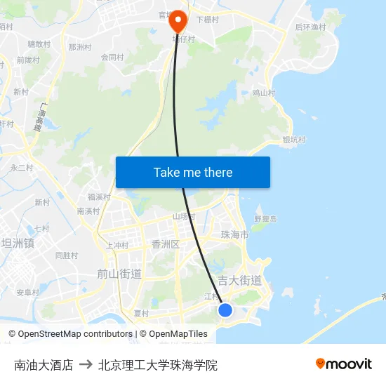南油大酒店 to 北京理工大学珠海学院 map