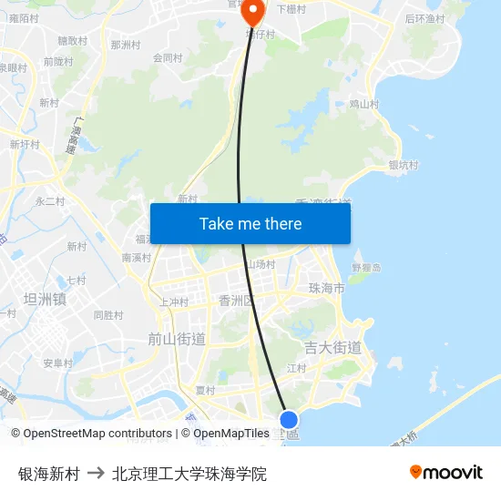 银海新村 to 北京理工大学珠海学院 map