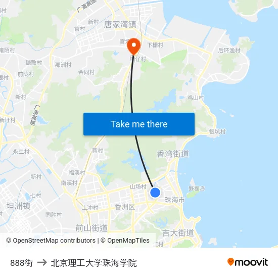 888街 to 北京理工大学珠海学院 map
