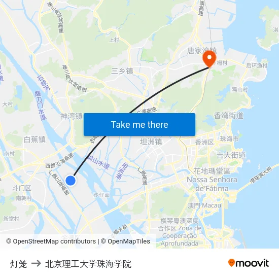 灯笼 to 北京理工大学珠海学院 map