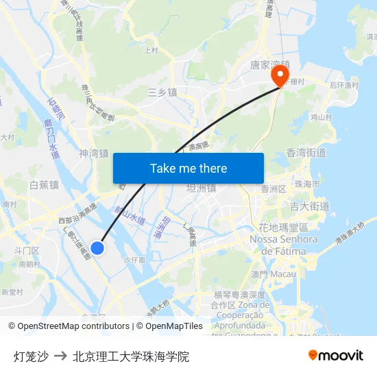 灯笼沙 to 北京理工大学珠海学院 map
