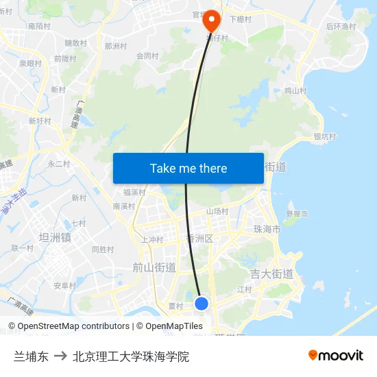 兰埔东 to 北京理工大学珠海学院 map