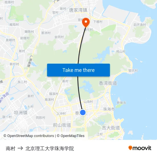 南村 to 北京理工大学珠海学院 map
