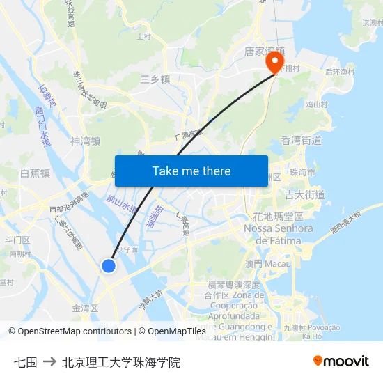 七围 to 北京理工大学珠海学院 map