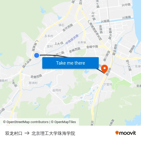 双龙村口 to 北京理工大学珠海学院 map