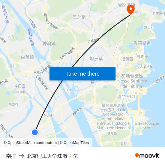 南排 to 北京理工大学珠海学院 map
