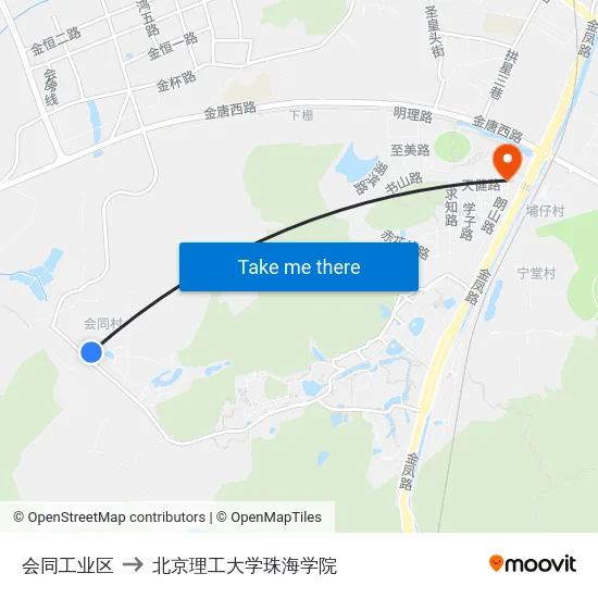 会同工业区 to 北京理工大学珠海学院 map