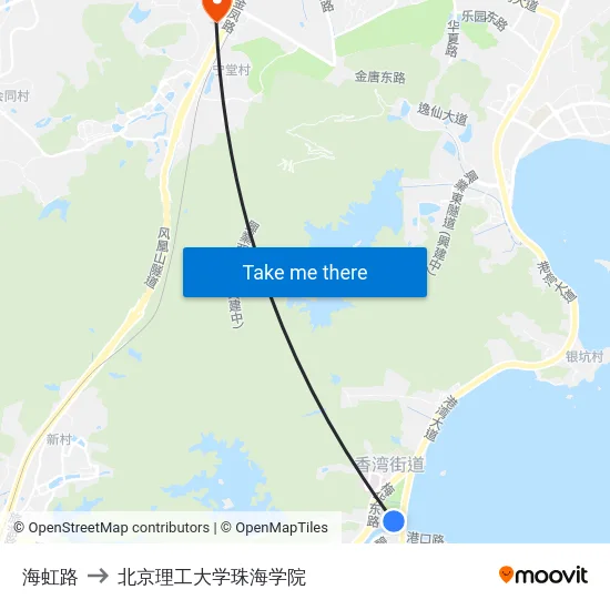 海虹路 to 北京理工大学珠海学院 map