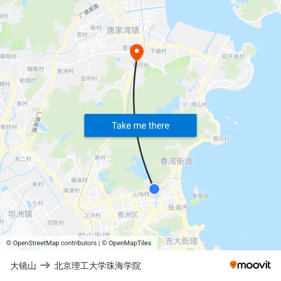 大镜山 to 北京理工大学珠海学院 map