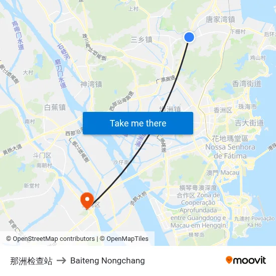 Nazhou Checkpoint to Baiteng Farm map