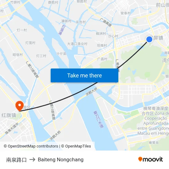 南泉路口 to Baiteng Nongchang map