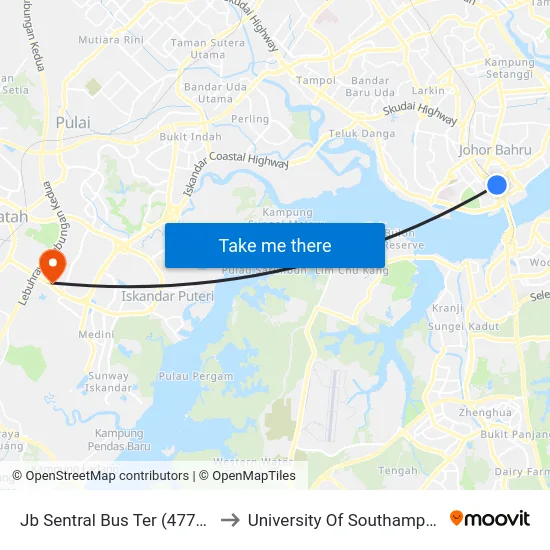 Jb Sentral Bus Ter (47711) to University Of Southampton map