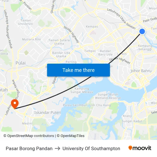 Pasar Borong Pandan to University Of Southampton map