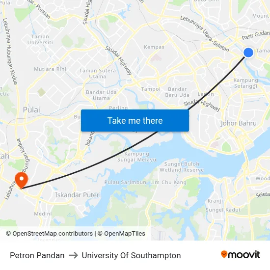 Petron Pandan to University Of Southampton map