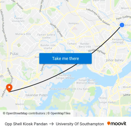 Opp Shell Kiosk Pandan to University Of Southampton map