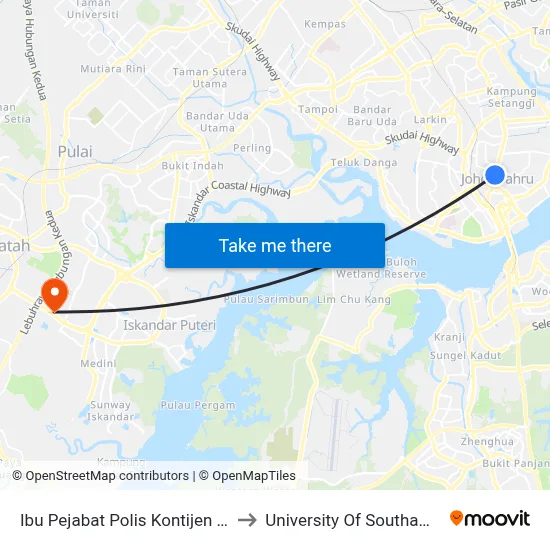Ibu Pejabat Polis Kontijen Johor to University Of Southampton map