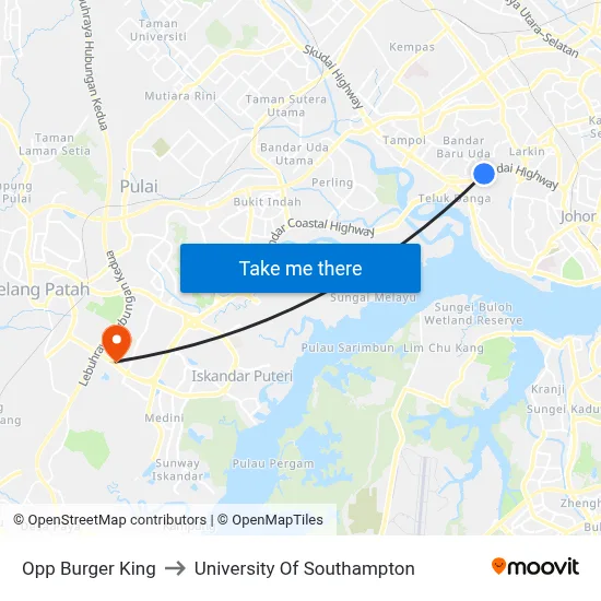 Opp Burger King to University Of Southampton map